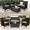 4 Pieces Comfortable Outdoor Rattan Sofa Set With Glass Coffee Table